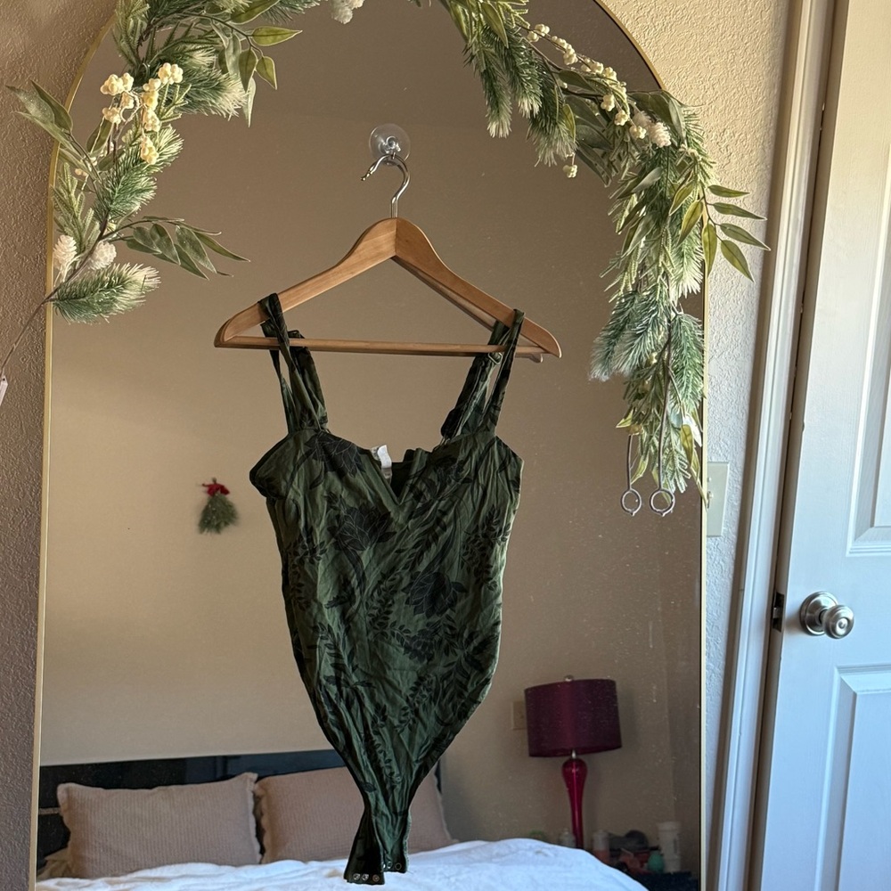 Free People Body Suit - Green & Black - Size Small